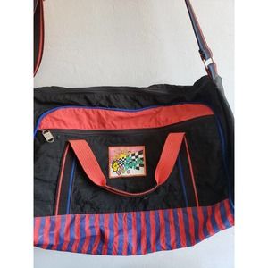 Vintage The Body Co black/red/blue duffel bag zipper expandable